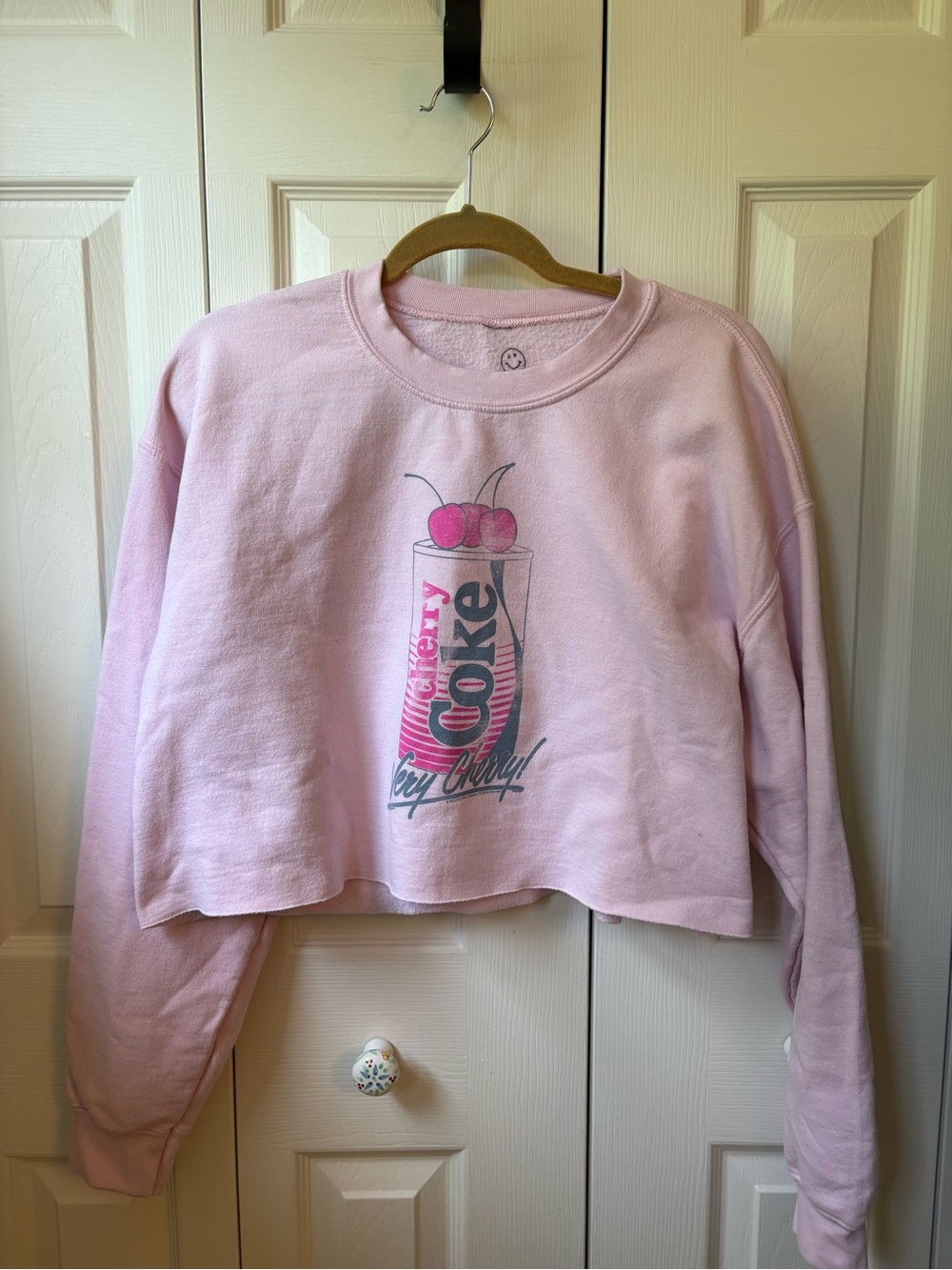 Cherry Coke Pink Cropped Sweatshirt - Unbranded